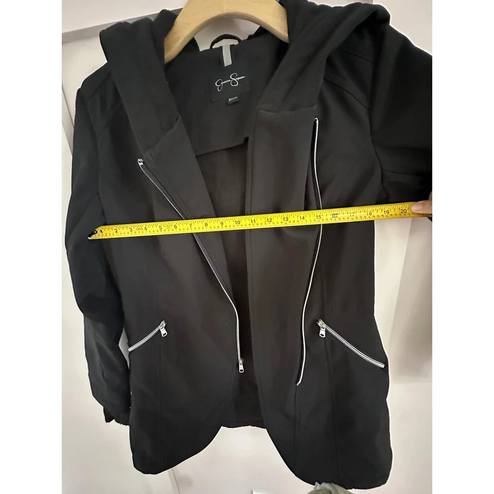 Jessica Simpson Womens Black Hooded Softshell‎ Jacket Fleece Lined Small